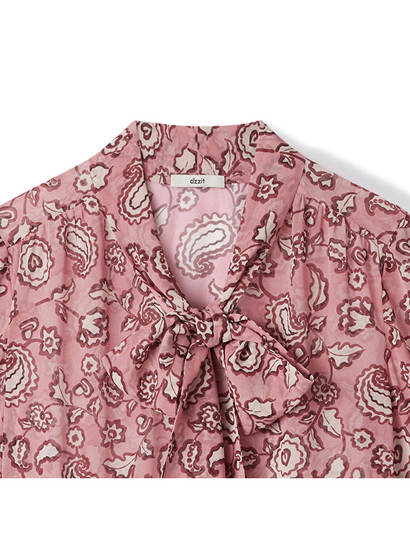 Printed Bow-tie Chiffon Dress