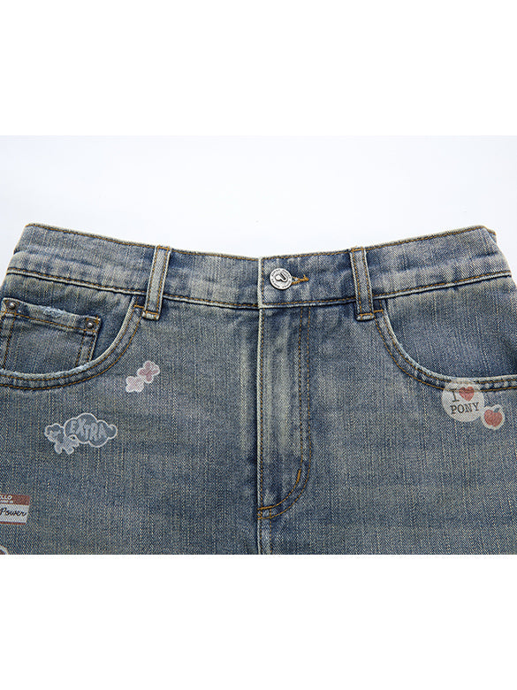 Seal Style Denim Short Pants
