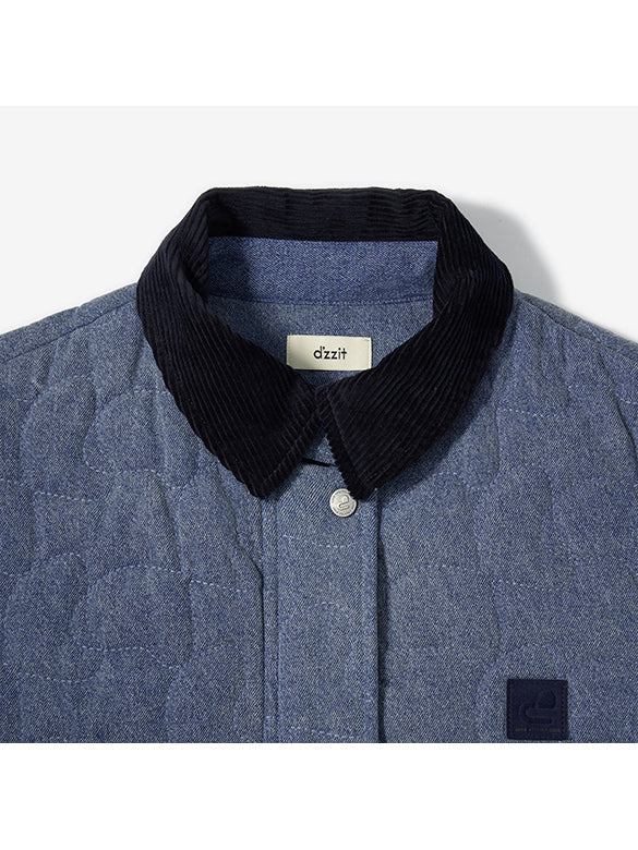 Corduroy Collar Denim Padded Jacket