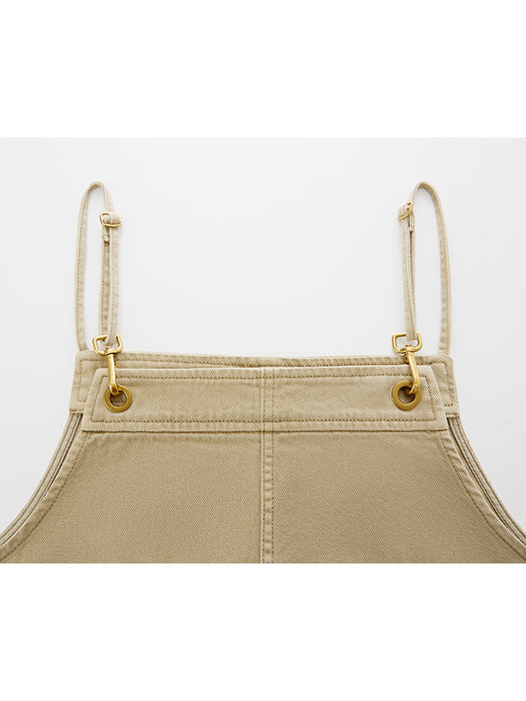 Beige Denim Jumper Skirt