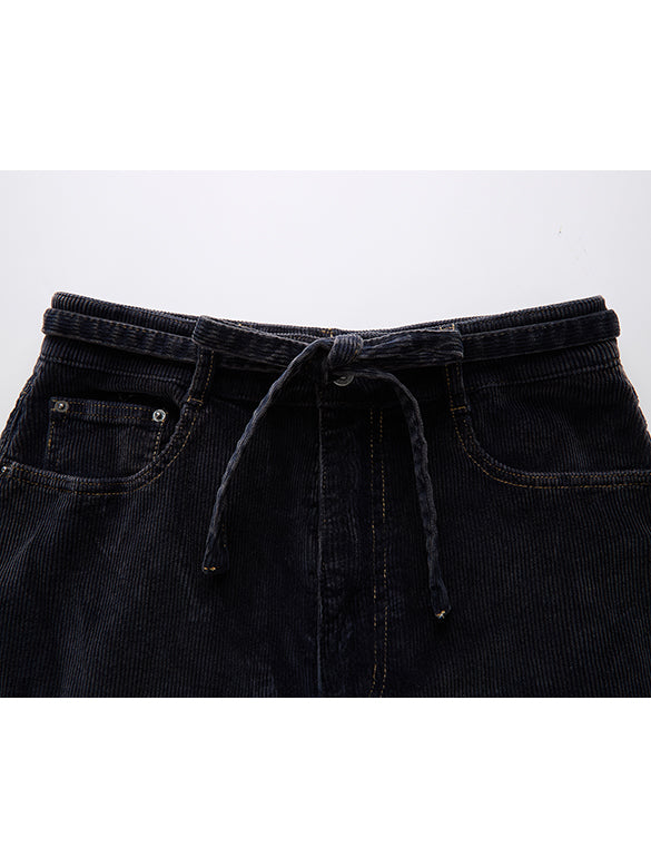 Belted Wide Corduroy Pants