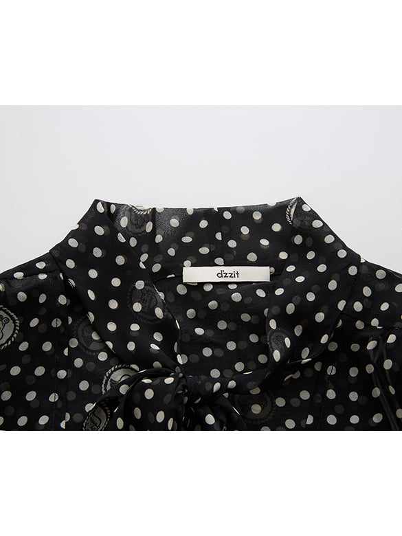 Printed Chiffon Bow-tie Blouse
