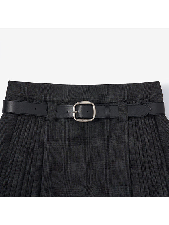 Plaid Pleats Mini Skirt Pants