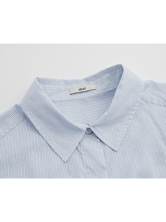 Waist Aperture Drape Stripe Shirt