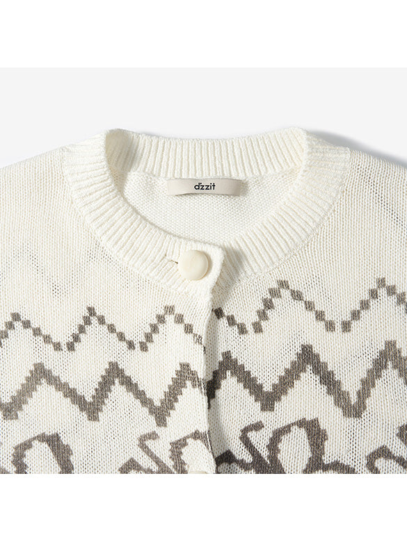 Dot Pattern Knit Cardigan