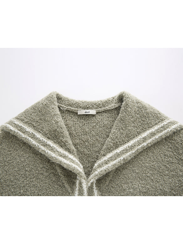 Loop-yarn Sailor Collar Line Knit