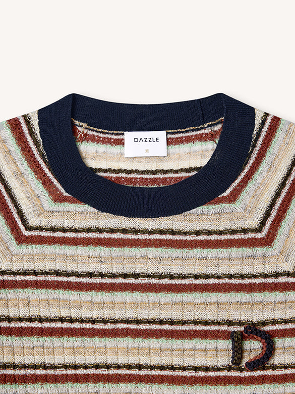 Retro Color Stripe Knit Top