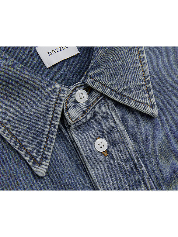 Waist Aperture Denim Shirt