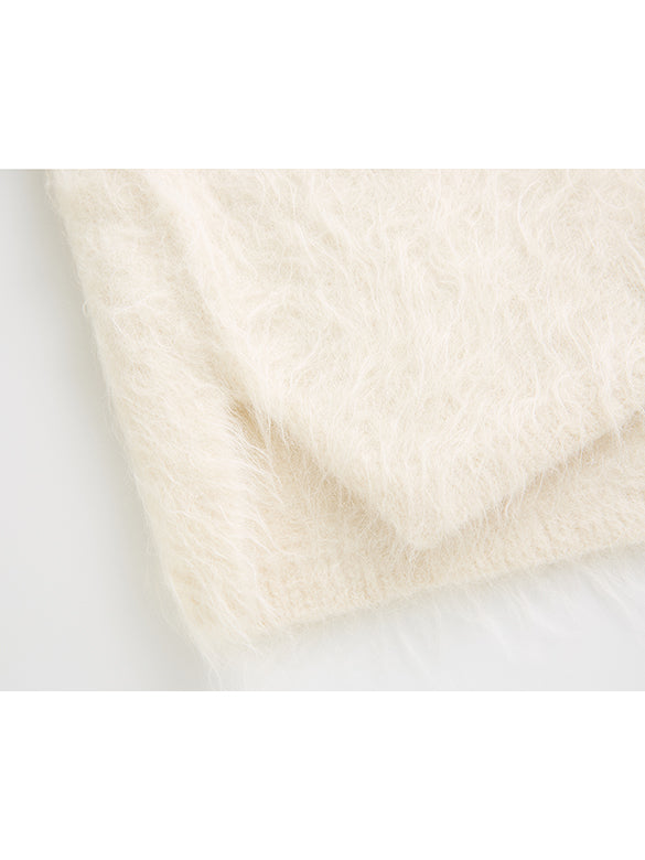 Feather Yarn V-neck Knit