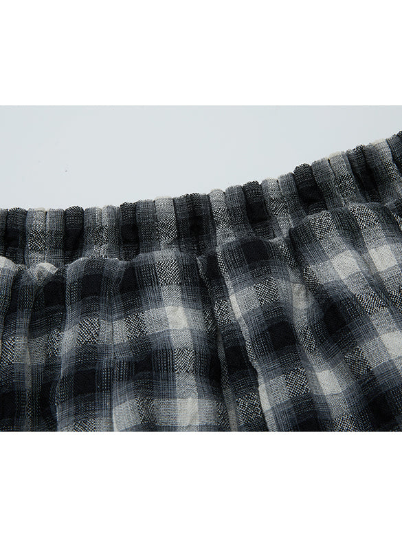 Plaid Wrinkle Easy Skirt