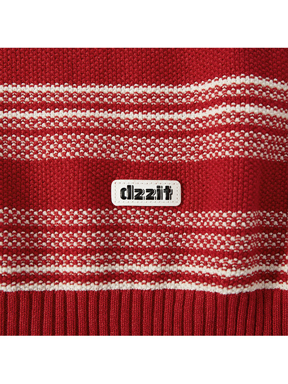 Random Pitch Stripe Sleeveless Zipper Knit