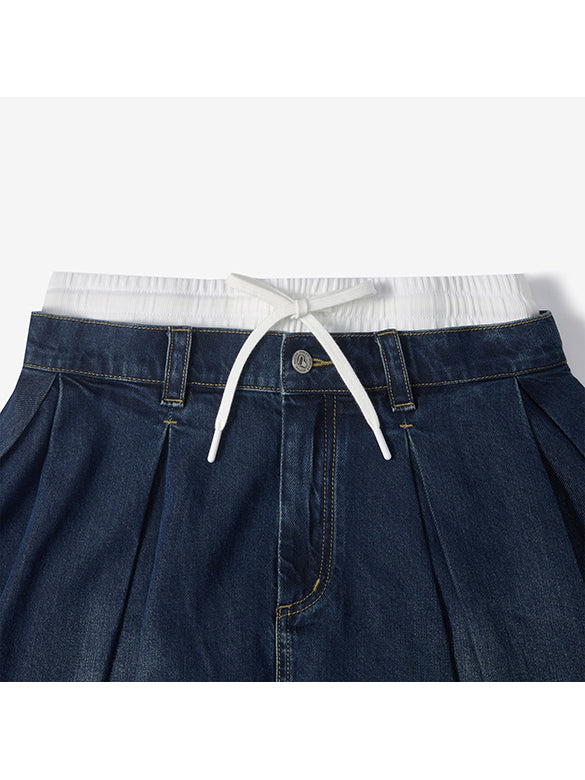 Waist Double Denim Skirt