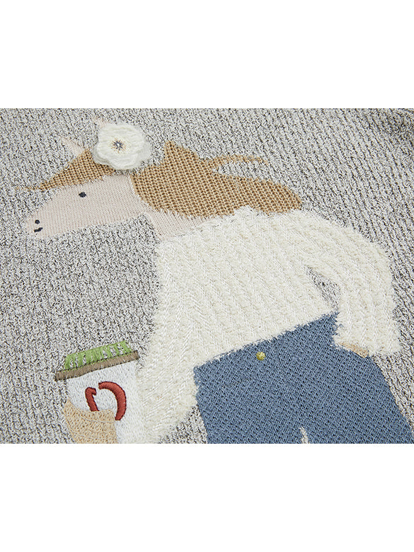 Horse Embroidery Knit Top