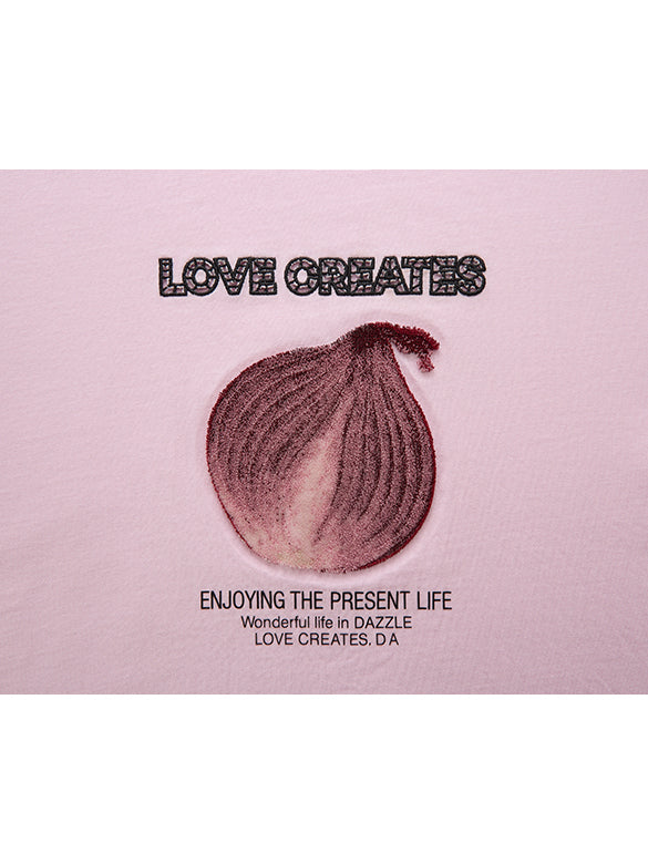 Embroidery Mix Fabric T-shirt