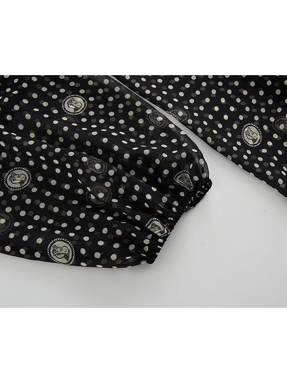 Printed Chiffon Bow-tie Blouse