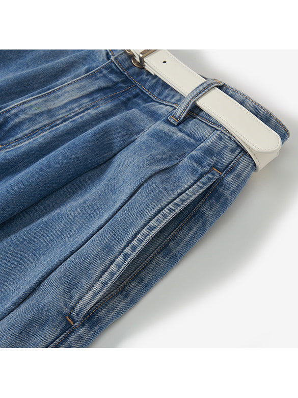 White Belted Denim Pants