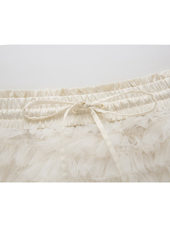 White Tulle Tiered Skirt