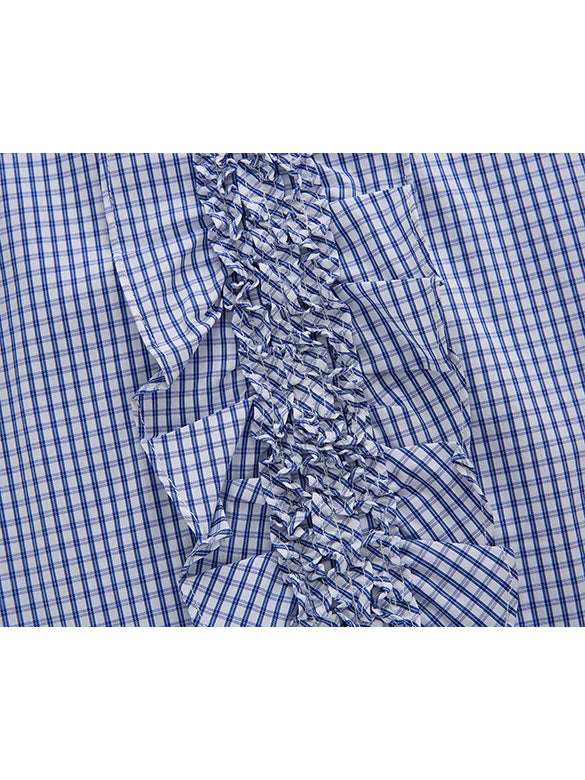 Plaid frill Blouse