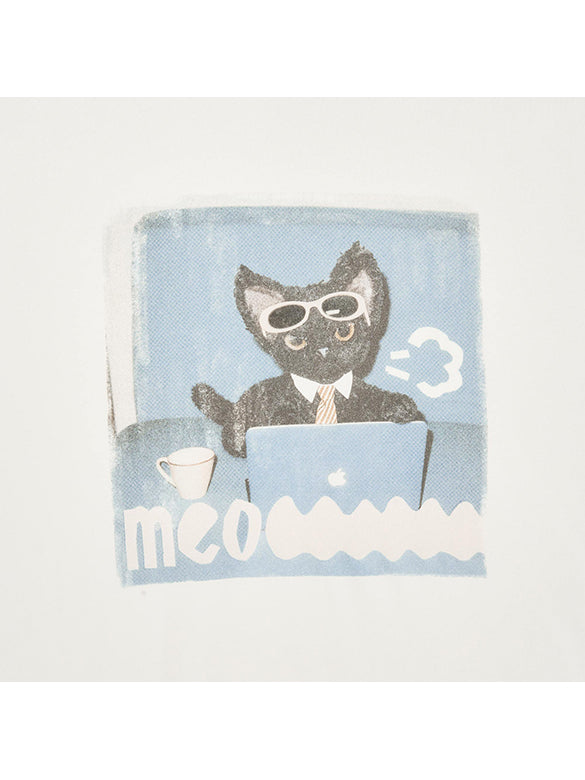Cat Printed & Beads Long Sleeves T-shirt