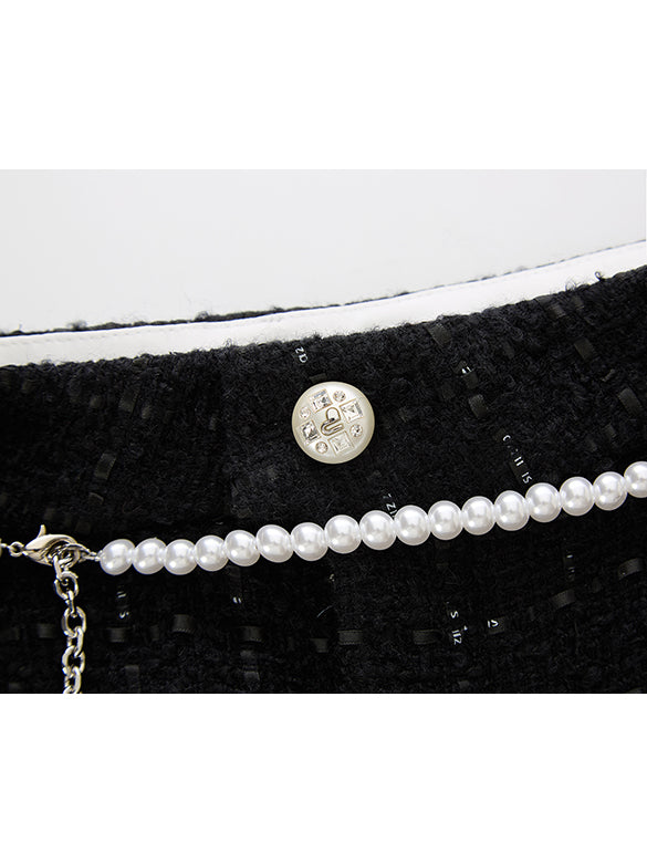 Pearl Belted Tweed Pants