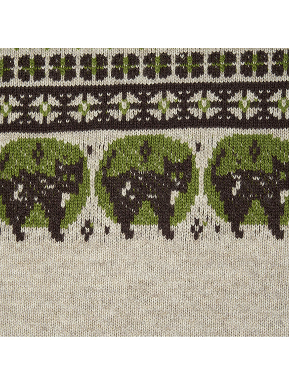 Cat Design Shoulder Button Knit