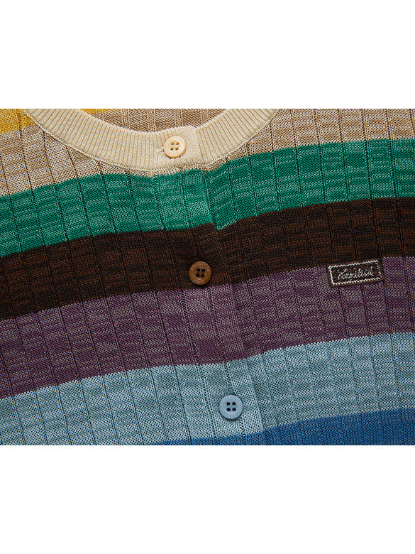 Bi-color Stripe Knit Cardigan