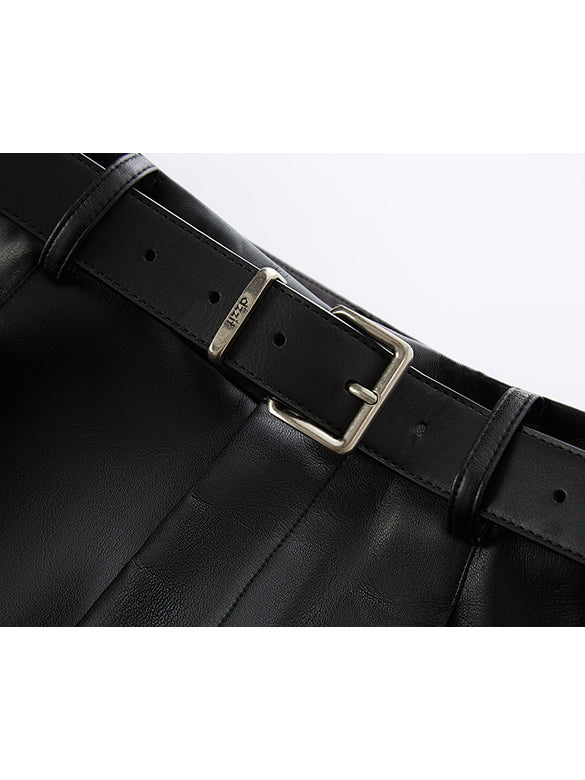 Fake Leather Belted Short Pants