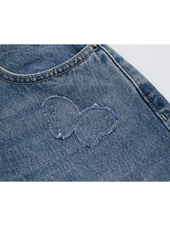 Butterfly Patch Denim Pants