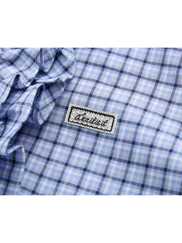 Frill Design Plaid Blouse