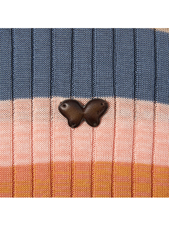 Retro Color Stripe Rib Knit Cardigan
