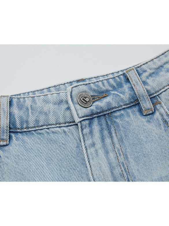 Butterfly Patch Clear Beads Denim Pants