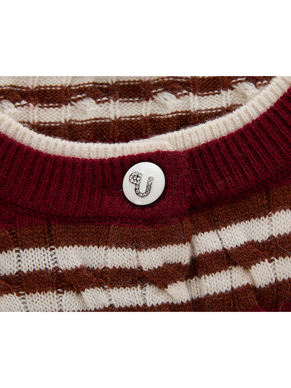 Retro Color Stripe Knit Cardigan