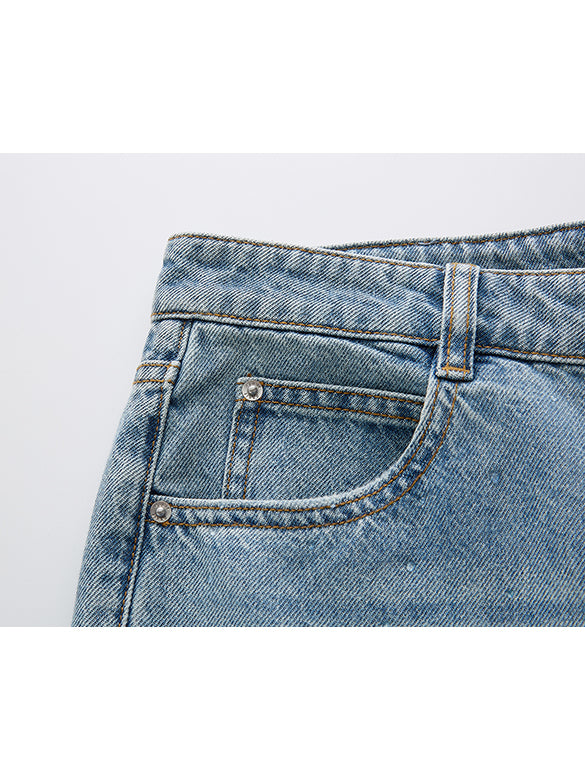 Beads & Damage Denim Pants