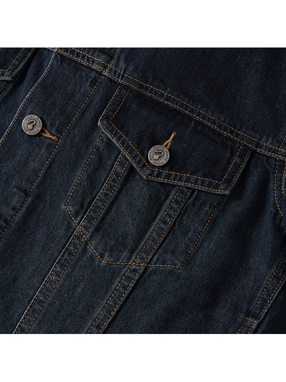 Stripe Collar Rigid Denim Jacket