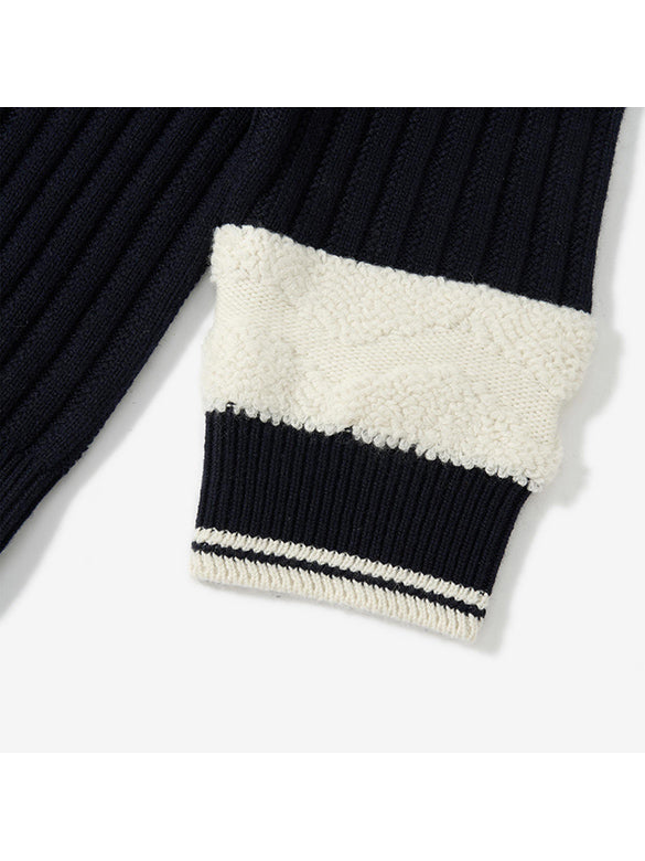 Boa Combination V-neck Knit