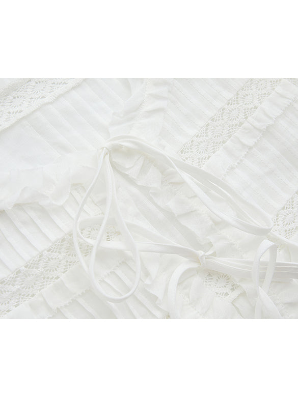 Lace combination Sheer Blouse
