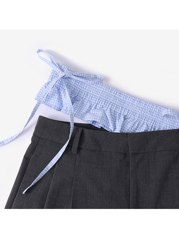 Plaid Waist Slacks Pants