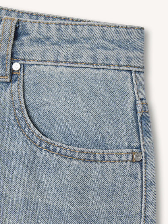 Clear-beads Heart Design Denim Pants