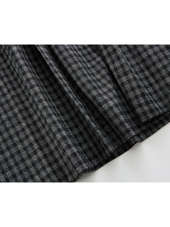 Plaid Pleats Belted Skirt
