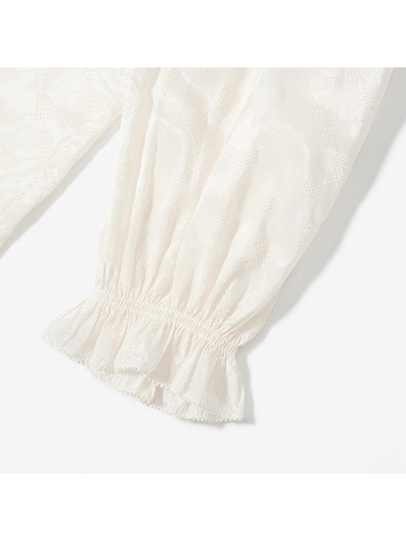 Ribbon Design Monogram Frill Blouse