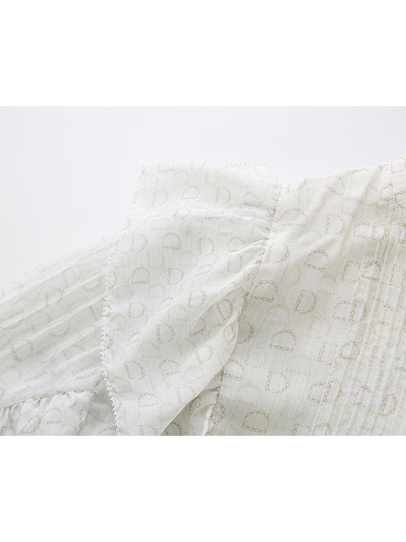 Monogram Pattern Frill Blouse