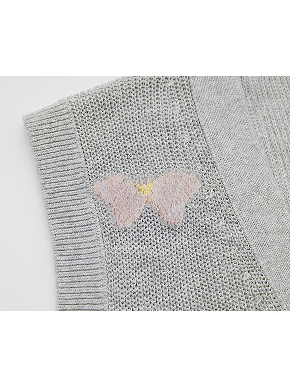 Butterfly Embroidery Knit Vest