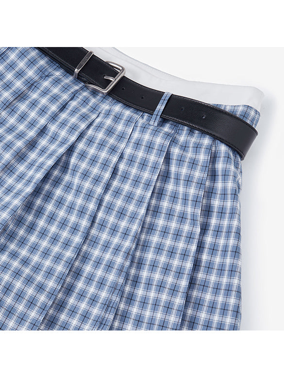 Plaid Belted Skirt