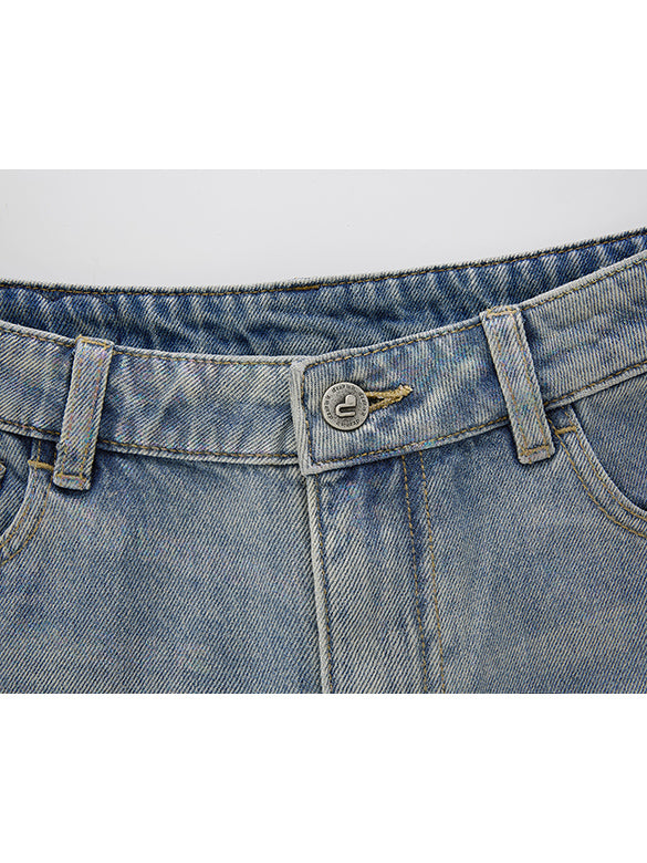 Foil Printed Denim Pants