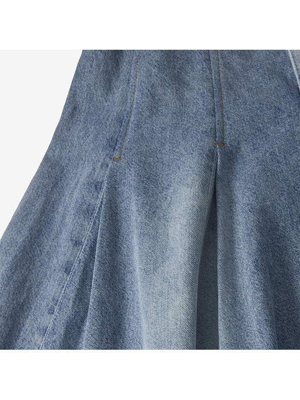 Tuck Design Denim Skirt