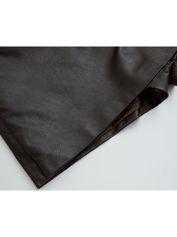 Fake Leather Wrap Short Pants