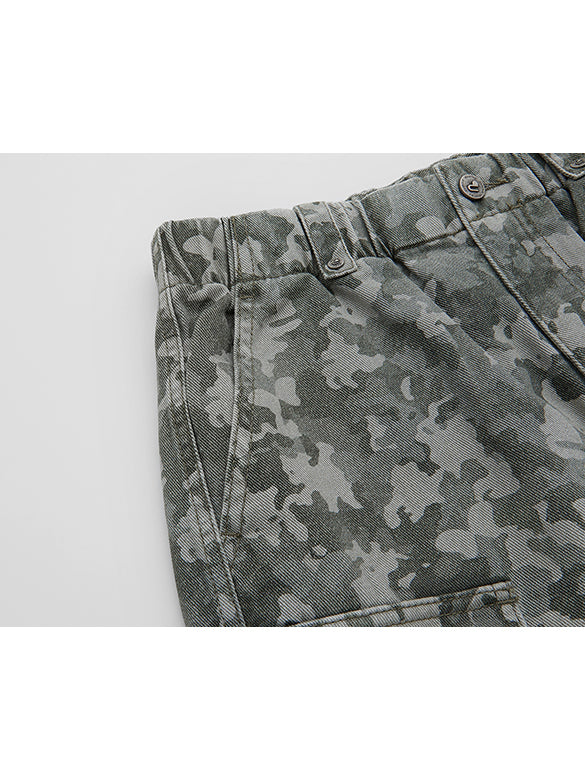 Camouflage Denim Cargo Pants