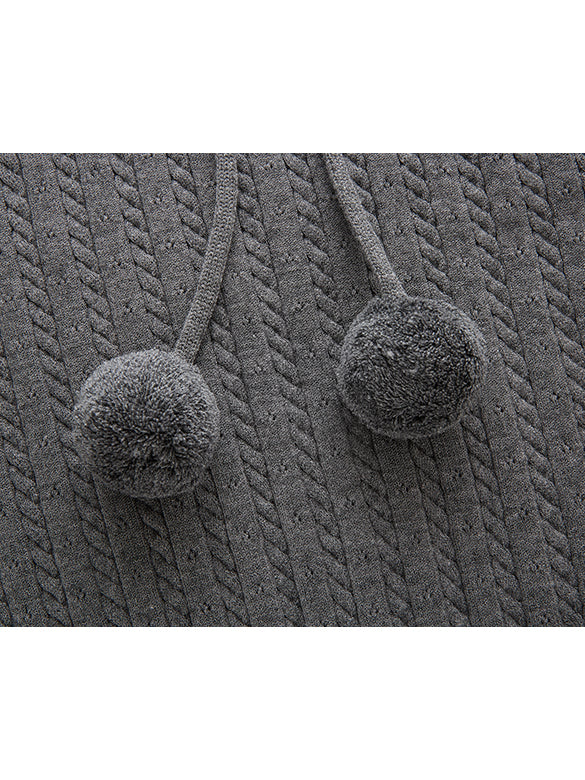 Pompon Code Knit Hoodie