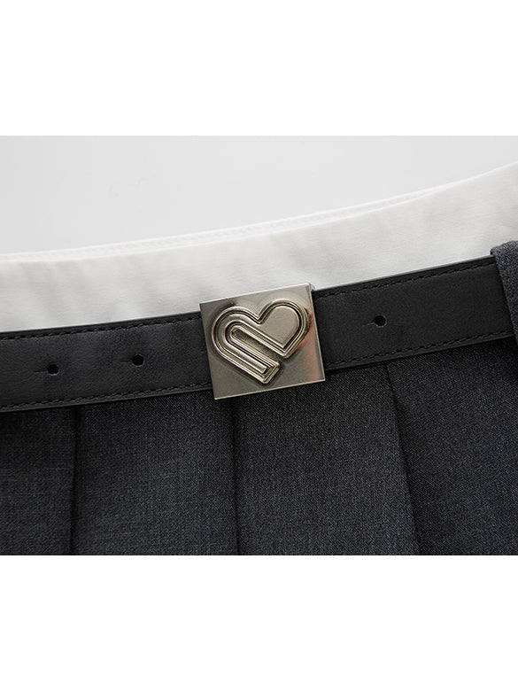 Layered Belted Pleats Skirt