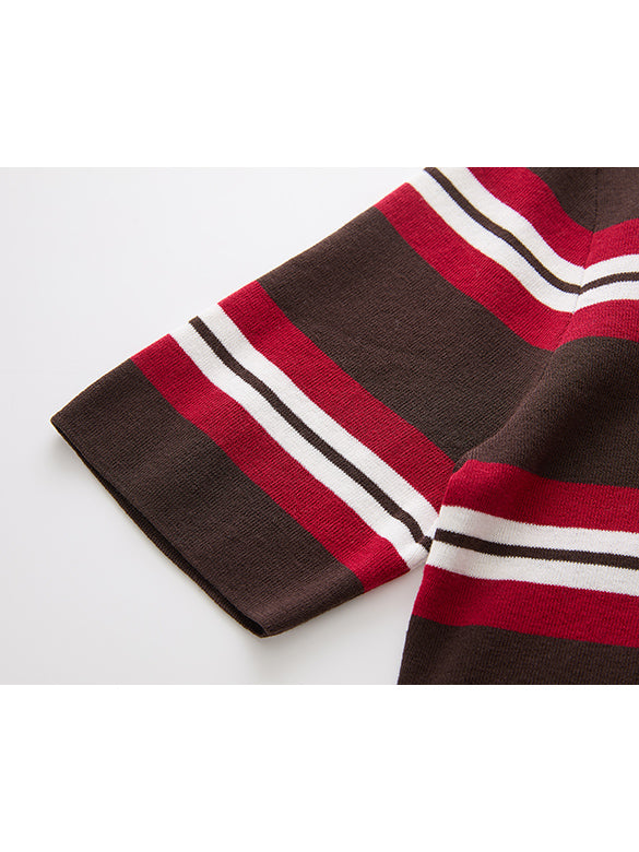 Retro-color Stripe Knit Cardigan